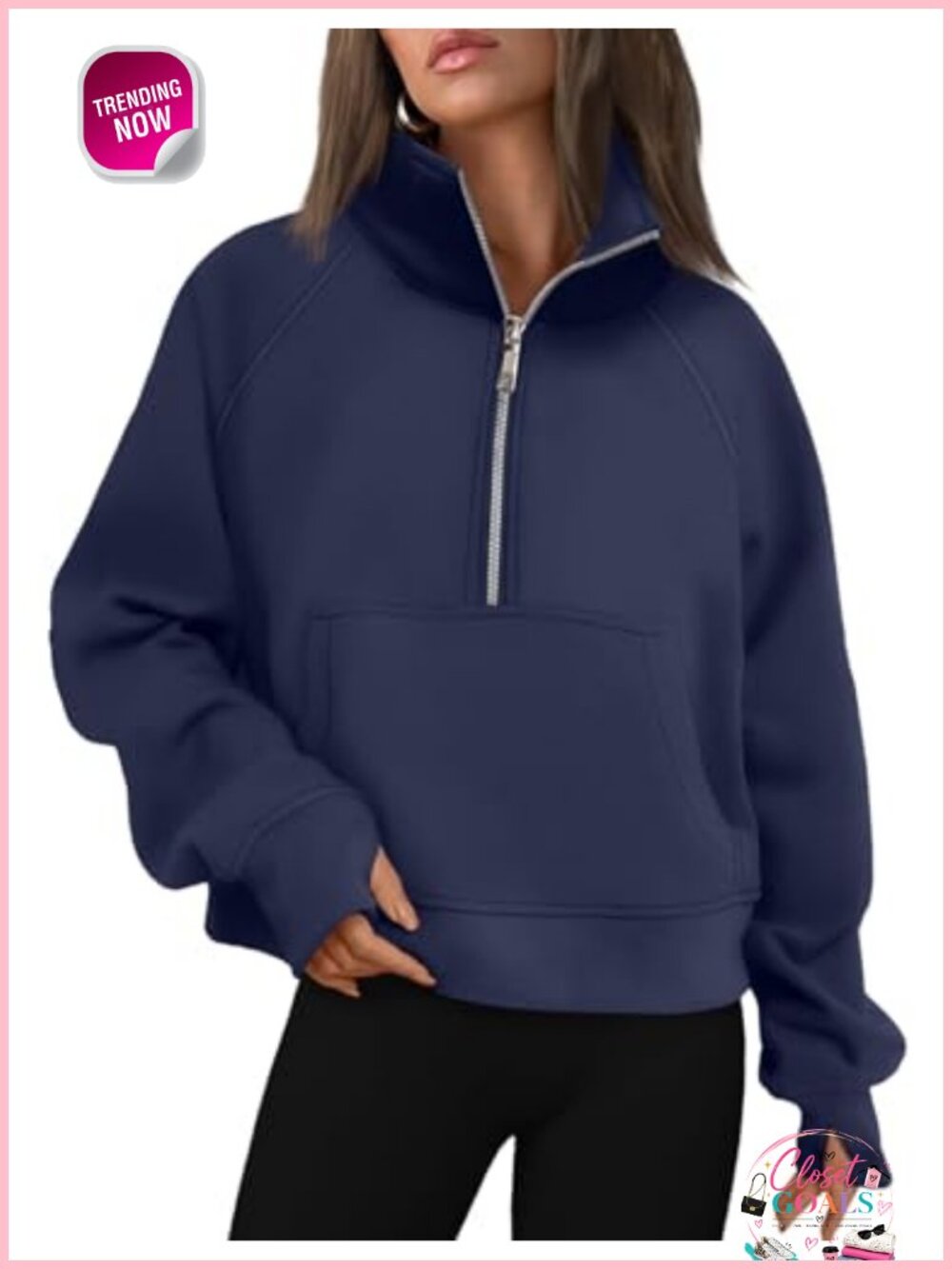 Half Zip Fleece Pullover with Thumb Holes